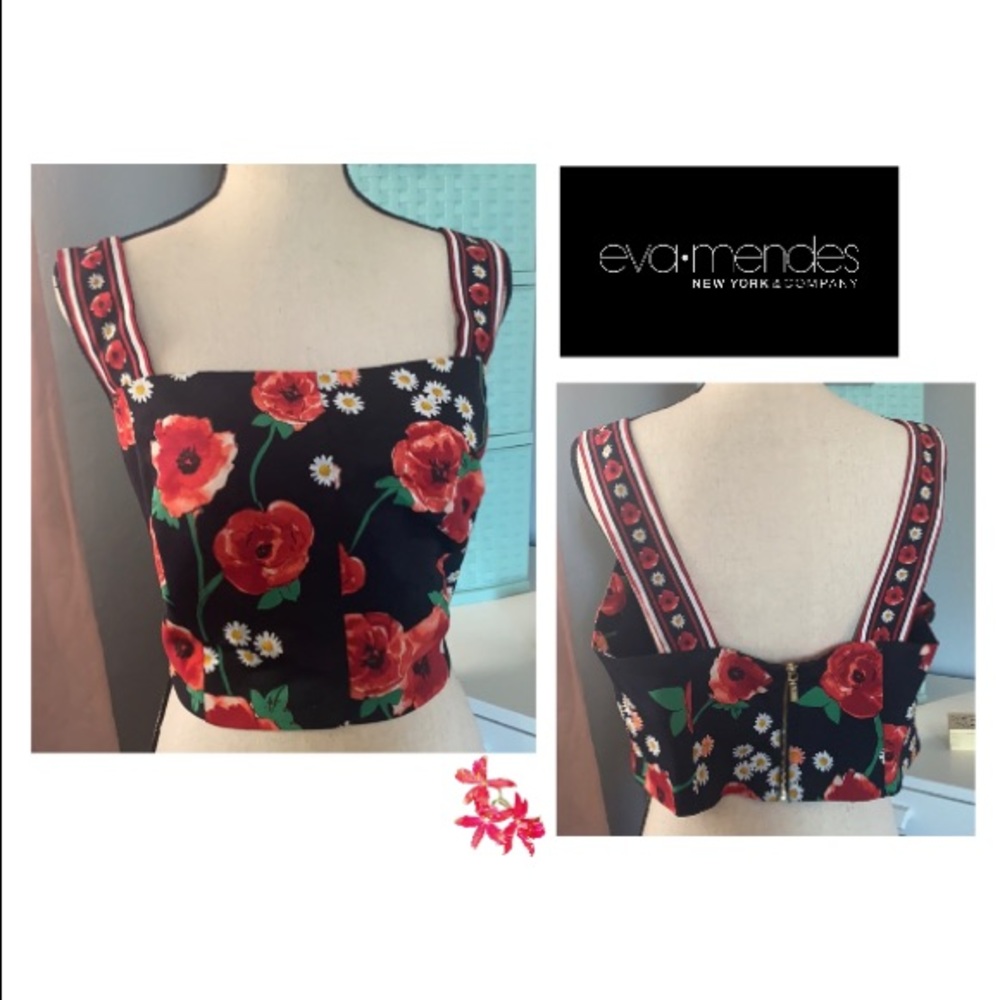 NY & Company Eva Mendes ♥️ Floral Crop Top ♥️ Size 14